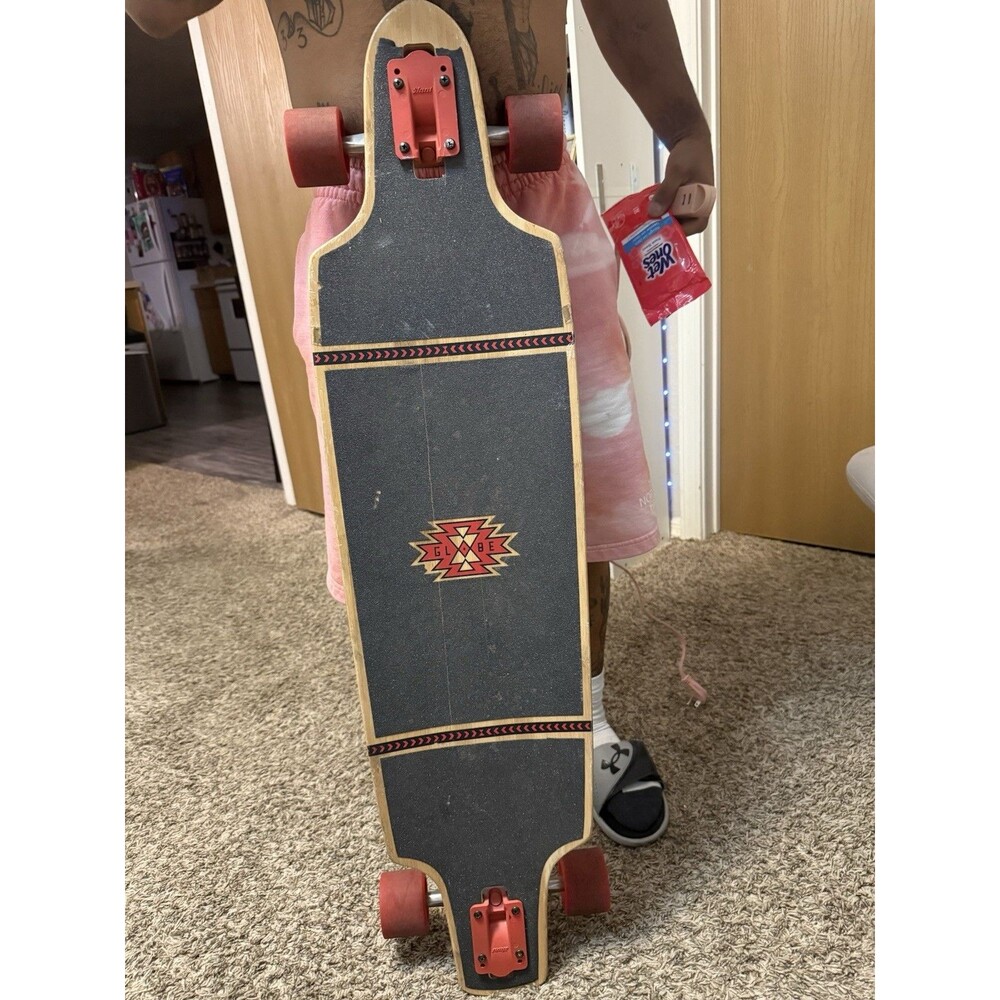 Globe Longboard Tribal Pattern Deck Red 69mm Wheels Complete